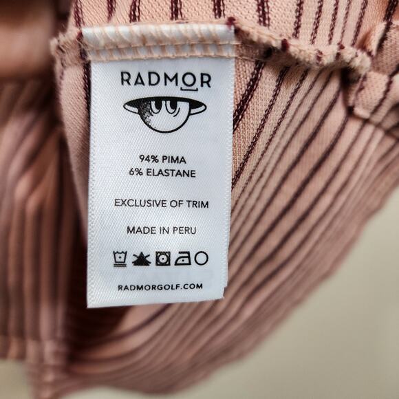 Radmor dusty rose striped short sleeve golf polo woman's size medium - Picture 4 of 8